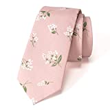 Spring Notion Men's Cotton Printed Floral Skinny Tie - Blush Pink/White