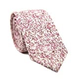 DAZI Men's Skinny Tie Floral Print Cotton Necktie, Great for Weddings, Groom, Groomsmen, Missions, Dances, Gifts. (Ventura)