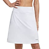 BALEAF Women's 20" Knee Length Skorts Skirts Athletic Modest Long Golf Casual Skirt Zipper Pocket UV Protection White XXL