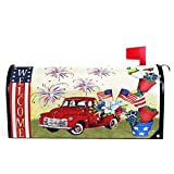 Pfrewn Memorial Independence Day Truck Mailbox Cover Magnetic Standard Size American Flag Firework Letter Post Box Cover Wrap Decoration Welcome Home Garden Outdoor 21" Lx 18" W