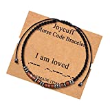 I Am Loved Morse Code Bracelets for Women Men Girls Daughter Son Sister Friends Classmates Birthday Christmas Graduation Jewelry Gifts Cord Wrap Wood Beads Bracelets