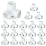 24Pack PVC Elbow Fittings, 3/4 Inch 3 Way PVC Pipe Fitting connectors for SCH40 PVC Pipe, PVC Pipe Tee Corner Fitting- Build Heavy Duty PVC Furniture,3 Way PVC Pipe Joint