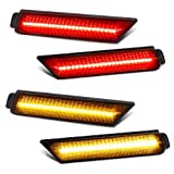 RUXIFEY Smoked Lens LED Side Marker Lights Front Rear Bumper Sidemarker Lamps Reflectors Compatible with 2010 to 2015 Chevy Camaro Red Amber - Pack of 4