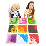 Special Supplies Square Floor Liquid Tiles for Kids, Set of 9, Colorful Early Learning Sensory Activity Mats for Toddlers and Children, Anti-Slip Backing for Active Play, Dance, and Games