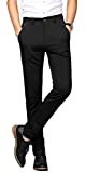 Plaid&Plain Men's Stretch Dress Pants Slim Fit Skinny Suit Pants 7104 Black 30W30L
