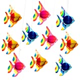 10pcs Tissue Fish Decoration - 10 Tropical Fish Party Decoration for Fish/Under The Sea/Mermaid/Ocean/Beach Themed Birthday Party Luau Decorations