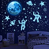 Glow in The Dark Stars for Ceiling 1106Pcs Glow in The Dark Moon and Planet Wall Decal Luminous Astronaut Universe Galaxy Space Wall Stickers Outer Space Decal for Kids Boys Girl Bedroom Christmas Gift(Update)
