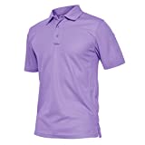 TACVASEN Men's Outdoor Hiking Golf Polo Short Sleeve Shirt Tactical Top Tee Shirt Light Purple, M