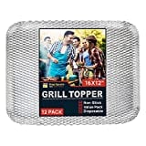 Shop Square Disposable Grill Topper (12 Pack), Rectangular 16x12, Vegetable and Meat Grill Tray for Outdoor BBQ Grill, Disposable Grilling Liners Prevents Food from Falling Through Grill Grates