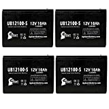 4 Pack Replacement for Neuton Mowers CE5 Battery - Replacement UB12100-S Universal Sealed Lead Acid Battery (12V, 10Ah, 10000mAh, F2 Terminal, AGM, SLA)