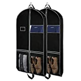 Zilink Garment Bag Suit Bags for Travel and Storage 43 inches Gusseted Suit Cover Protector for with 2 Large Mesh Pockets and 2 Carry Handles for Suit Coat, Dress, Set of 2