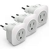 [3-Pack] European Travel Plug Adapter, VINTAR International Power Adaptor with 2 American Outlets- 2 in 1 Travel Essentials to France, Germany, Greece, Italy, Israel, Spain (Type C)