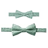 Jacob Alexander Father and Son Matching Floral Cotton Pre-Tied Banded Bow Tie Set - Dusty Sage