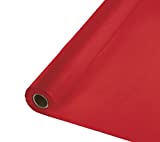 Creative Converting 100' Roll Plastic Table Cover, Classic Red -