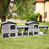 Aivituvin Rabbit Hutch Indoor Bunny Cage Outdoor Rabbit House Bunny Hutch with Deeper Leakproof Plastic Tray (2 Sets Packing)