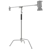 Neewer Pro 100% Stainless Steel Heavy Duty C Stand with Boom Arm - Max Height 10.5ft/320cm Photography Light Stand with 4.2ft/128cm Holding Arm, 2 Grip Head for Studio Monolight, Softbox, Reflector