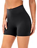 Lavento Women's Naked Feeling Biker Shorts 5 Inch - High Waisted Ultra Soft Workout Yoga Shorts Minimal Seam (Black, 6)