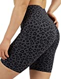 AJISAI Biker Shorts for Women,High Waisted Print Yoga Workout Compression Shorts Grey Leopard Size S