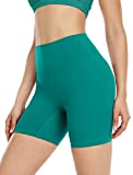 icyzone High Waisted Workout Biker Shorts for Women, Yoga Gym Running Compression Spandex Shorts 4"/6" (M, Teal Lagoon)