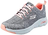 Skechers Women's Low-Top Sneaker, Gray Knit Pink Trim, 9.5