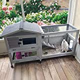 Aivituvin Rabbit Hutch Outdoor Indoor Rabbit Cage Chikcen Coop with Casters Guinea Pig Cage with 3 Deep No Leakage Pull Out Tray,Waterproof Roof