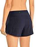 CRZ YOGA Womens Lightweight Gym Athletic Workout Shorts Liner 4" - Quick Dry Running Sport Spandex Shorts Mesh Zipper Pockets Navy Medium