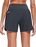 BALEAF Womens 5 Inches Knit Waistband Running Shorts with Liner Quick Dry Athletic Gym Lined Shorts Zipper Pocket Grey Size M