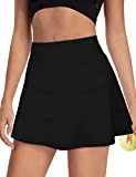 WEESO Tennis Skirts for Women High Waisted with Pockets Pleated Mini Skirt Black M