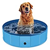 Dog Pool Foldable Dog Swimming Pool Plastic Pool Collapsible Pet Pool Bathtub Portable PVC Leakproof Bathing Dog Tub Pool for Small Dogs Puppy Pets Cats Ducks(31.5" X 11.8",Blue)