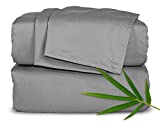 PURE BAMBOO Sheets King Size Bed Sheets 4 Piece Set, Genuine 100% Organic Bamboo, Luxuriously Soft & Cooling, Double Stitching, 16 Inch Deep Pockets, Lifetime Quality Promise (King, Stone Grey)