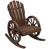 Outsunny Adirondack Rocking Chair with Slatted Design and Oversize Back for Porch, Poolside, or Garden Lounging, Brown