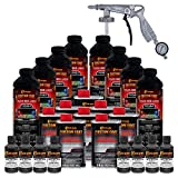 Custom Coat Charcoal Metallic 2 Gallon (8 Quart) Urethane Spray-On Truck Bed Liner Kit with Spray Gun and Regulator - Easy Mixing, Shake, Shoot - Textured Protective Coating, Prevent Rust - Car, Auto