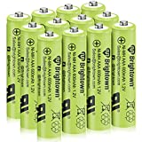 Brightown 12-Pack Rechargeable AAA Batteries, 600mAh NiMH Precharged Triple A Solar Batteries for Solar Lights and Household Devices, Low-self Discharge, Up to 1200 Cycle Times, UL Certified, 1.2V