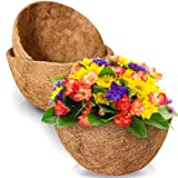 TigeJoy 2PCS 14inch Coco Coir Liners for Hanging Baskets, 100% Natural Coco Fiber Replacement Liner, 14'' Round Thick Coconut Liners for Garden Plants Flower Vegetable Pot Flowerpot Planter Insert