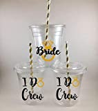 I Do Crew Bride Party Cups Set of 12 With Lids Straws