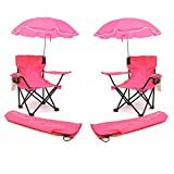 Redmon for Kids Beach Baby Kids Umbrella Camp Chair Combo (2 Hot Pink)
