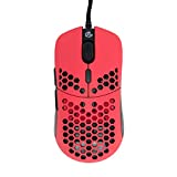 Gwolves Hati HTM Ultra Lightweight Honeycomb Design Wired Gaming Mouse 3360 Sensor - PTFE Skates - 6 Buttons - Only 61G (Faze Red)