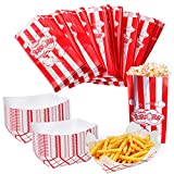 Movie Party Supplies - 150 Pc Bulk Set - 100 Popcorn Bags & 50 Paper Food Trays - Holiday Party - Concession Stand Supplies - Circus Party by Tigerdoe