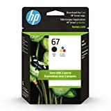 HP 67 Black/Tri-color Ink Cartridges (2 Count - Pack of 1) | Works with HP DeskJet 1255, 2700, 4100 Series, HP ENVY 6000, 6400 Series | Eligible for Instant Ink | 3YP29AN