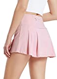 BALEAF Women's 13" Tennis Skirt Pleated High Waisted Golf Skorts Skirts Athletic with Shorts Pockets for Running Workout Pink Medium