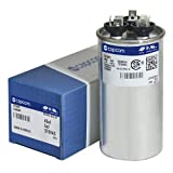 GE Genteq Capacitor round 45/5 uf MFD 370 volt 27L880 (replaces old GE# Z97F9895 / 97F9895), 45 + 5 MFD at 370 volts