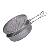 Boundless Voyage Titanium Frying Pan with Folding Handle and Lid Ultra-light for Camping Picnic Skillet Griddle Tableware Cookware A-Ti2065C
