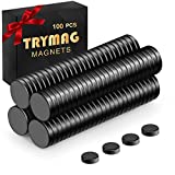 TRYMAG Small Magnets 100Pcs, Multi-Use Tiny Black Fridge Magnets Small Rare Earth Magnets for Whiteboard, Mini Neodymium Disc Magnets for Crafts, Office, Dry Erase Board, School