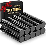 TRYMAG Refrigerator Magnets, Small Rare Earth Magnets, 100 Pcs Strong Rare Earth Magnets Tiny Black Round Neodymium Disc Magnets for Fridge, Whiteboard, Billboard, Hobbies, Office