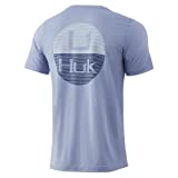HUK Men's Short Sleeve Tee | Performance Fishing T-Shirt, Horizon Lines-Dusk Blue Heather, X-Large