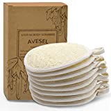 AVESEL Exfoliating Loofah Sponge Pads (Pack of 8) - Large 4x6-100% Natural Luffa and Terry Cloth Materials Loofa Sponge Scrubber Body Glove - Men and Women, Yellow, (Loofah-08)