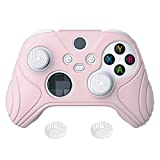 eXtremeRate PlayVital Samurai Edition Cherry Blossoms Pink Anti-Slip Controller Grip Silicone Skin, Ergonomic Rubber Protective Case Cover for Xbox Series S/X Controller with White Thumb Stick Caps