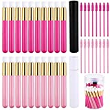 Elcoho 20 Pieces Lash Shampoo Brushes Facial Cleansing Brushes Cosmetic Eyelash Extension Peel Off Blackhead Brush Remover Tool Cleansing Brush Nose Pore with 50 Eyelash Brushes, Pink-Hot Pink