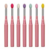 LORMAY 7pcs Silicone Makeup Brushes with Caps. Perfect tools for applying cream or liquid Lip Mask and Eyeshadow (Pink)