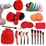 Armiwiin 26 Pcs Car Detailing Kit Interior Cleaning, Drill Brush Set Car Detailing, Car Detailing Brush Kit Tools for Wheels, Dashboard, Engine, Leather, Carpet, Air Vents